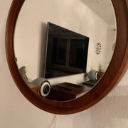 Teak, illuminated mirror, Italy, 1960s