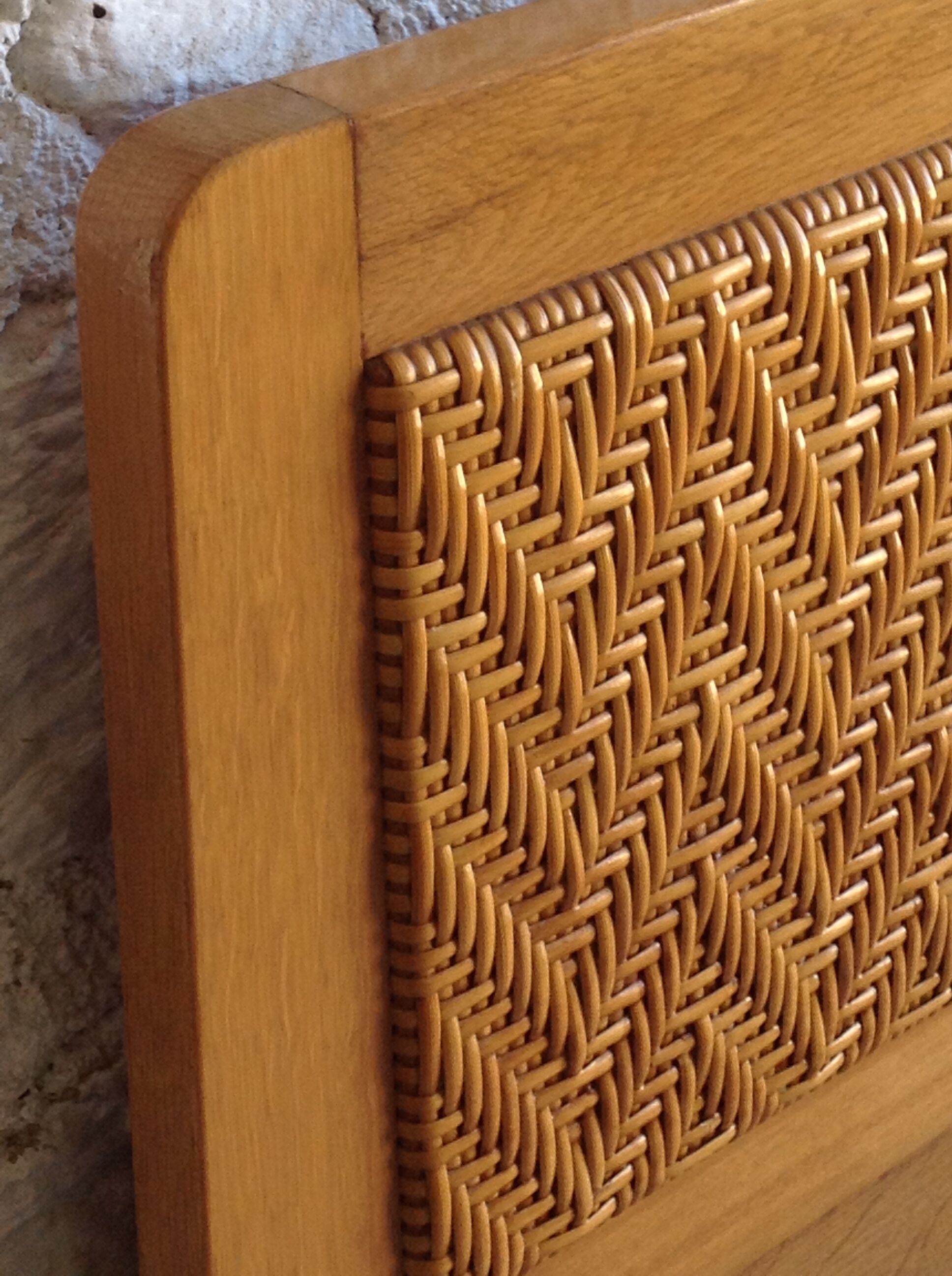 Vintage rattan wood bed