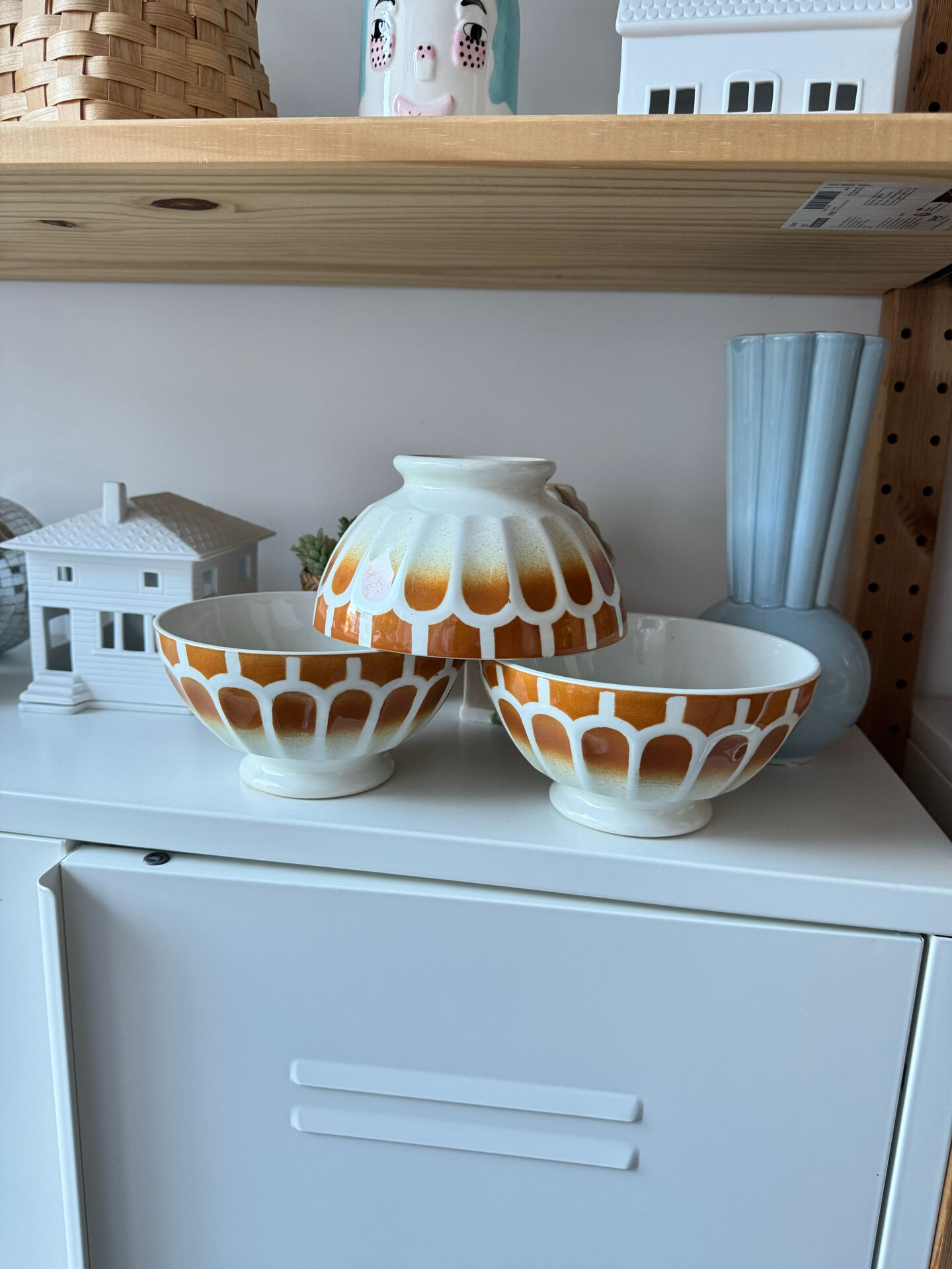 Set of 3 beautiful vintage Digoin bowls.