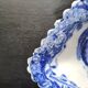 Copeland pickle dish in the shape of a leaf in blue earthenware.