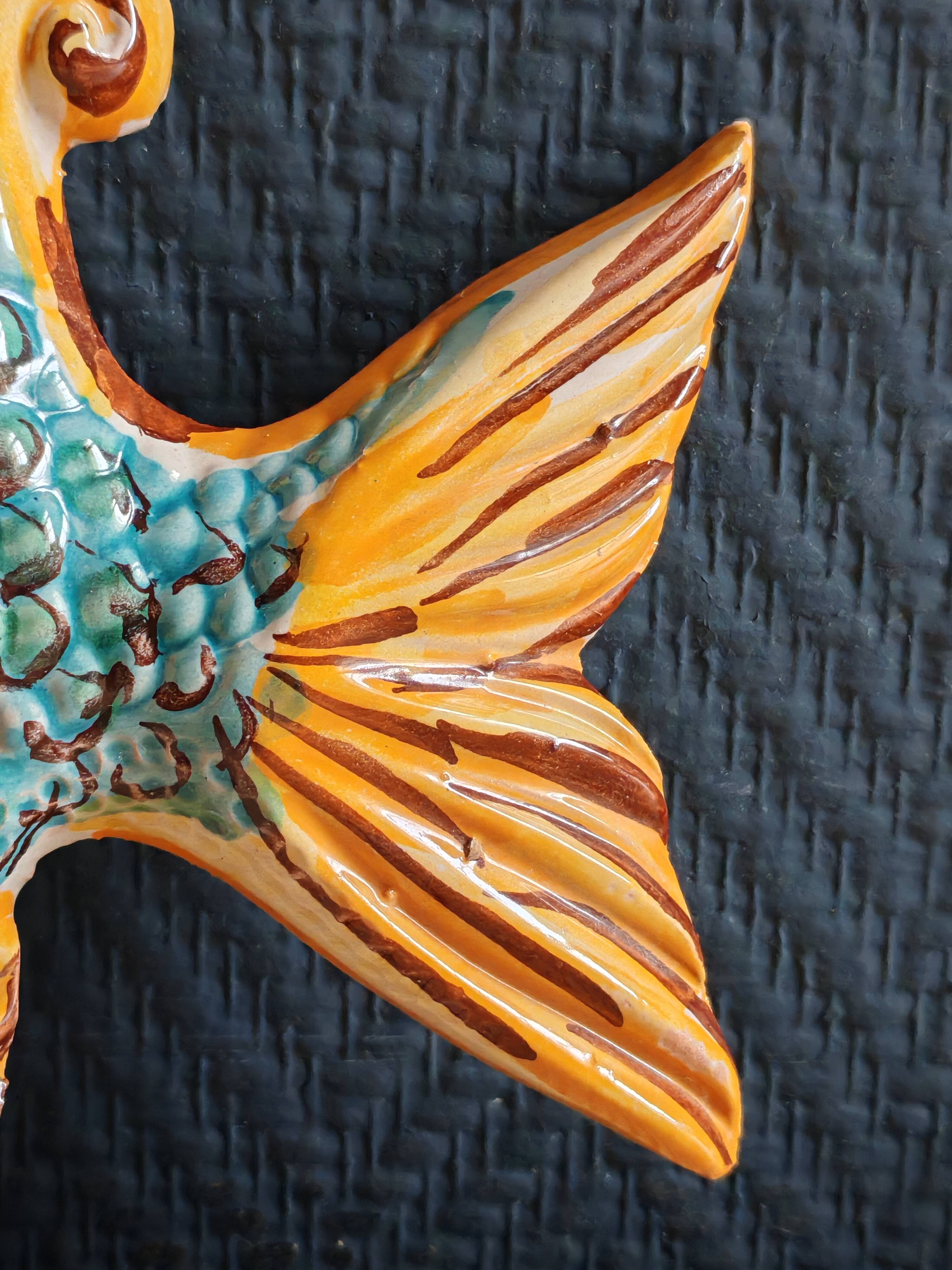 Vintage Ceramic Wall Decorative Fish - Mediterranean Style Decoration