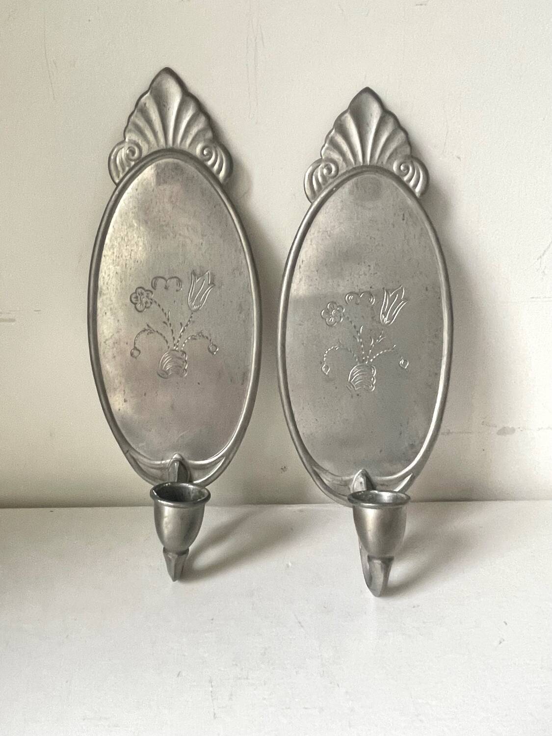 Art Deco Pair of Wall Candle holders Sconces by Svenskt Tenn Josef Fra