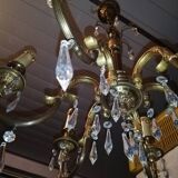 Lustre à pampilles cristal 6 lampes bougies