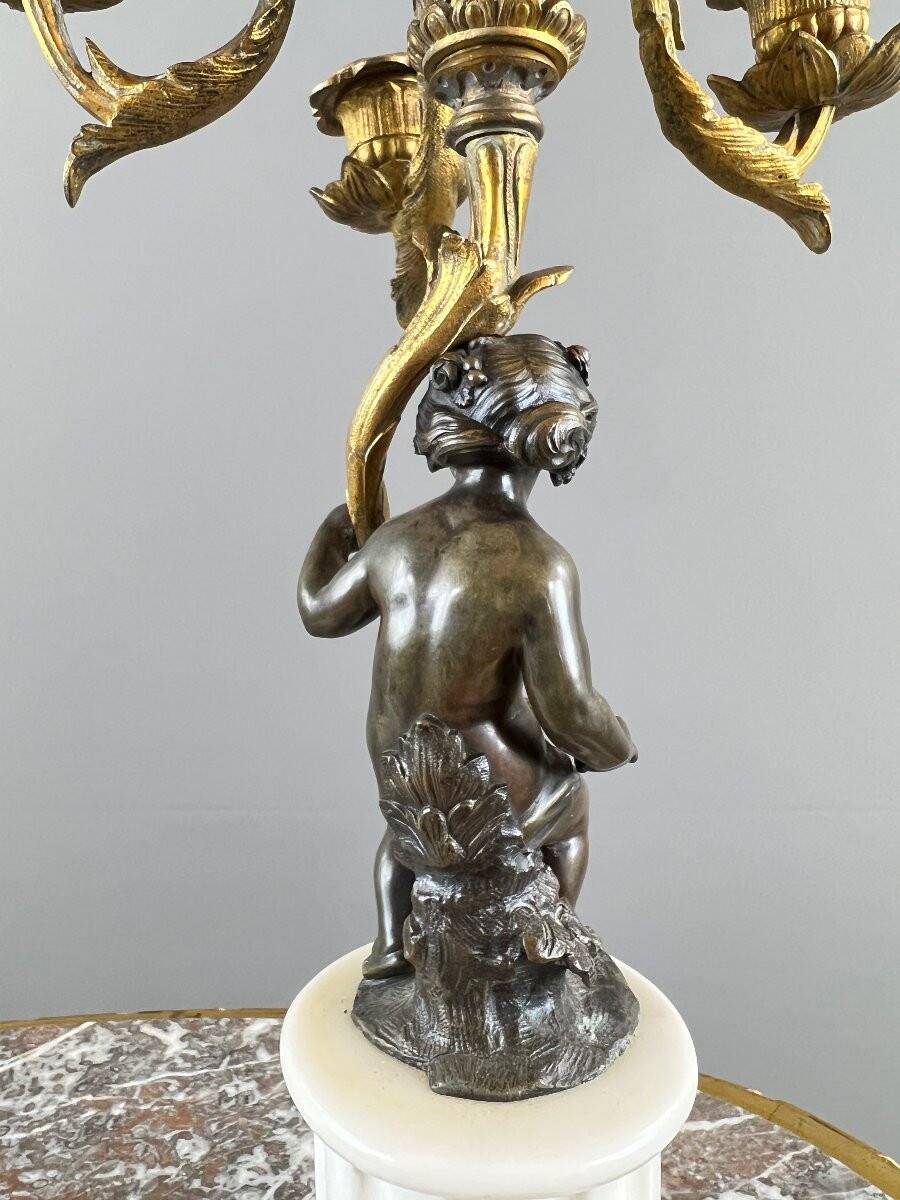 Pair of bronze and marble candelabra, Napoleon III period