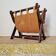 Foldable magazine rack in wood and jute fabric - brutalist