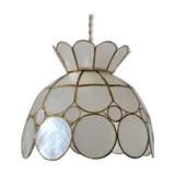 Small suspension in mother-of-pearl and brass flower shape -