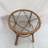 Table in rattan, bamboo and glass