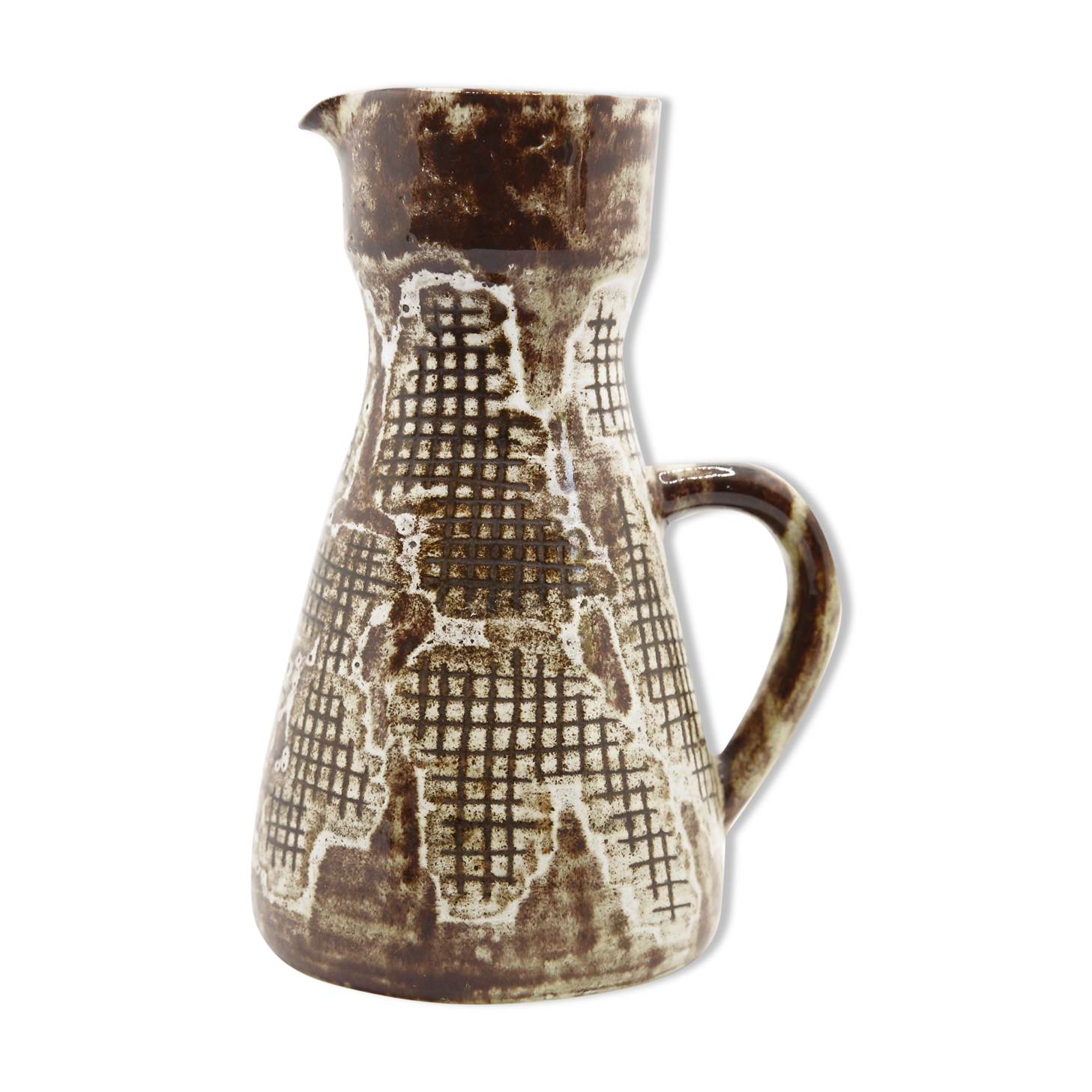 Brutalist pitcher of the Atelier du Vieux Moulin in enamelled earth of Vallauris