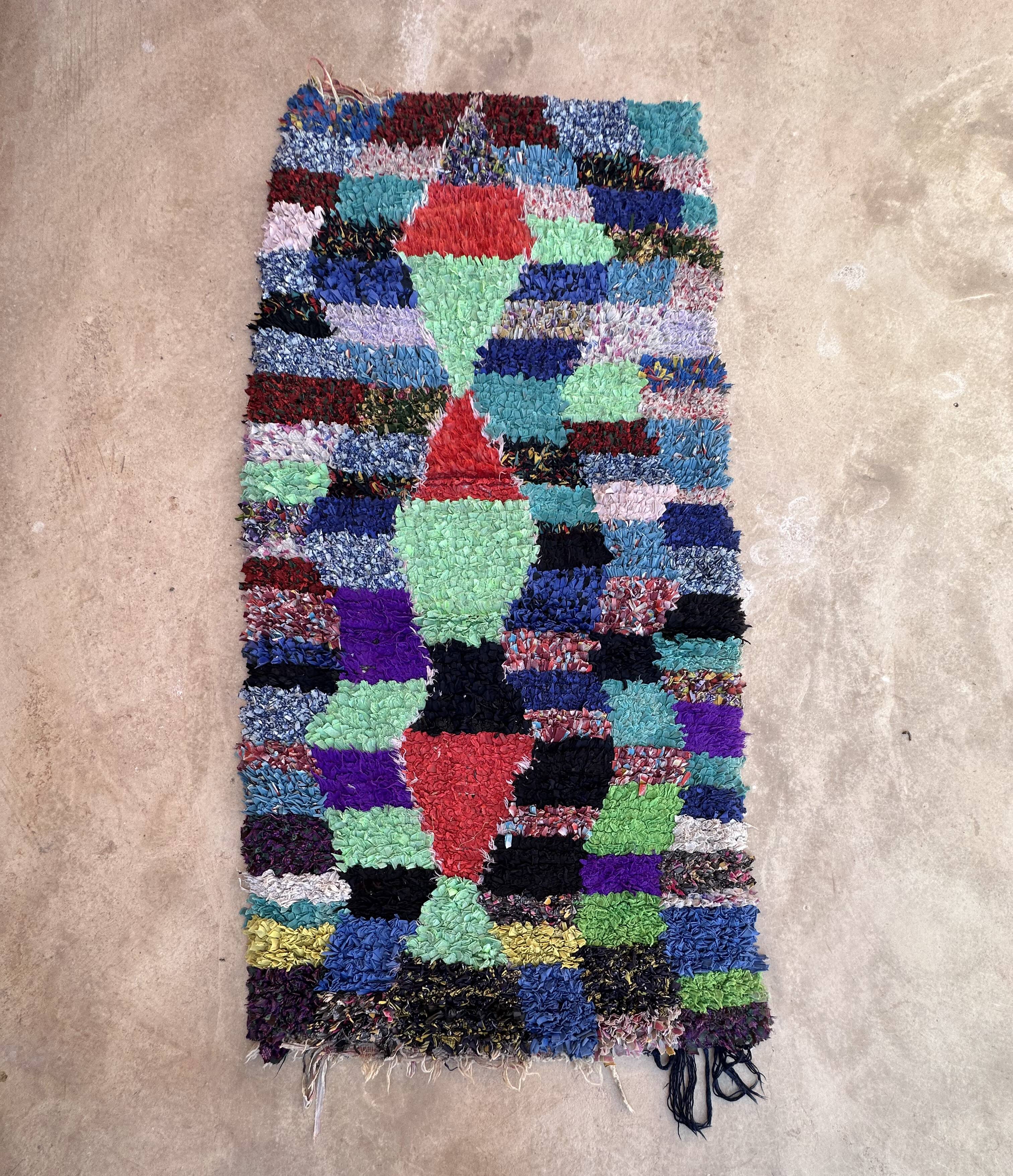 Tapis Marocain Boucherouite coloré - 90 x 187 cm