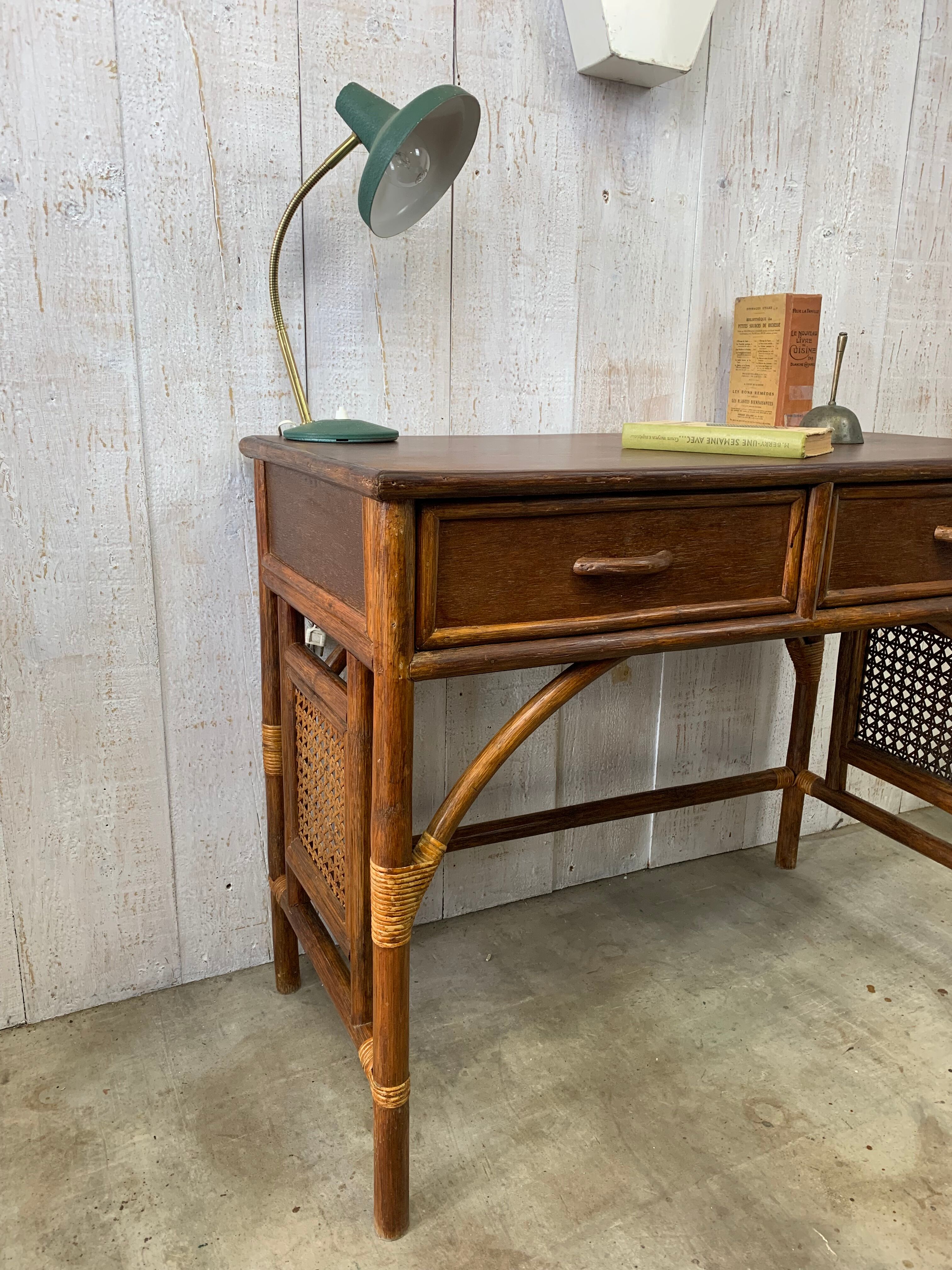 Rattan console/desk