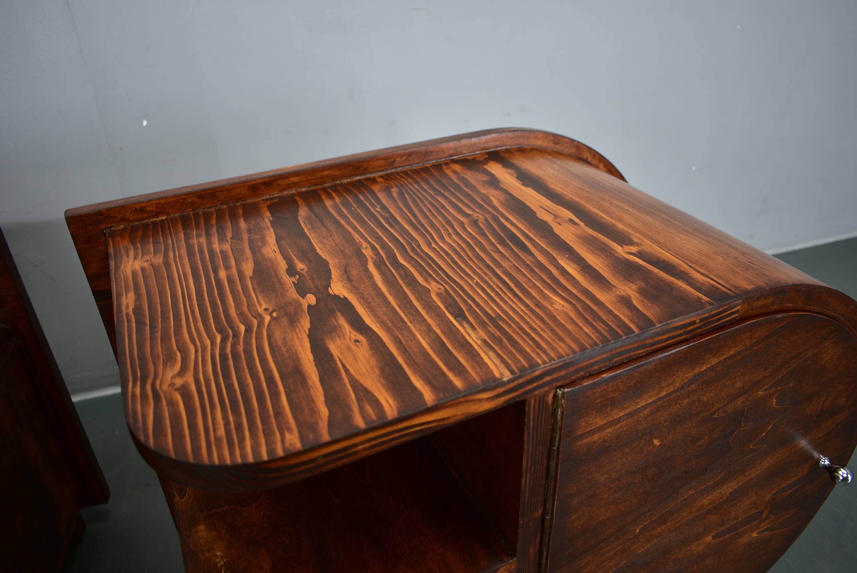 1935s pair of rare Art Deco bedside tables, Czechoslovakia