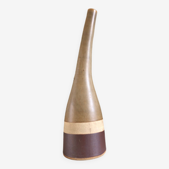 Soliflore Long Neck Vase in striped ceramic in the style of Bruno Gambone c1970