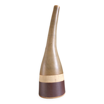 Soliflore Long Neck Vase in striped ceramic in the style of Bruno Gambone c1970