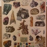 2 original plates of rocks and minerals from the Larousse dictionary of the 20th century