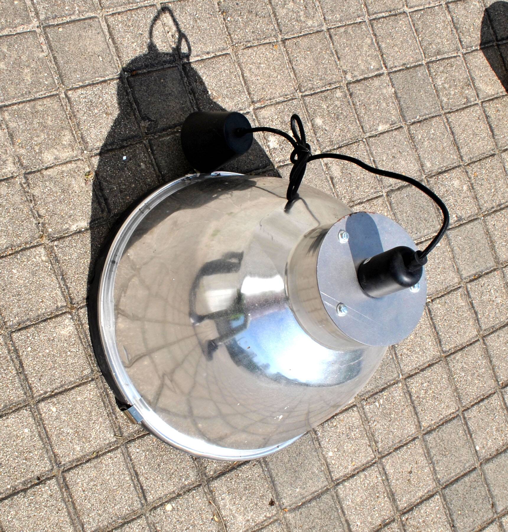 Industrial Workshop Pendant Lamp in Vintage Metal and Glass