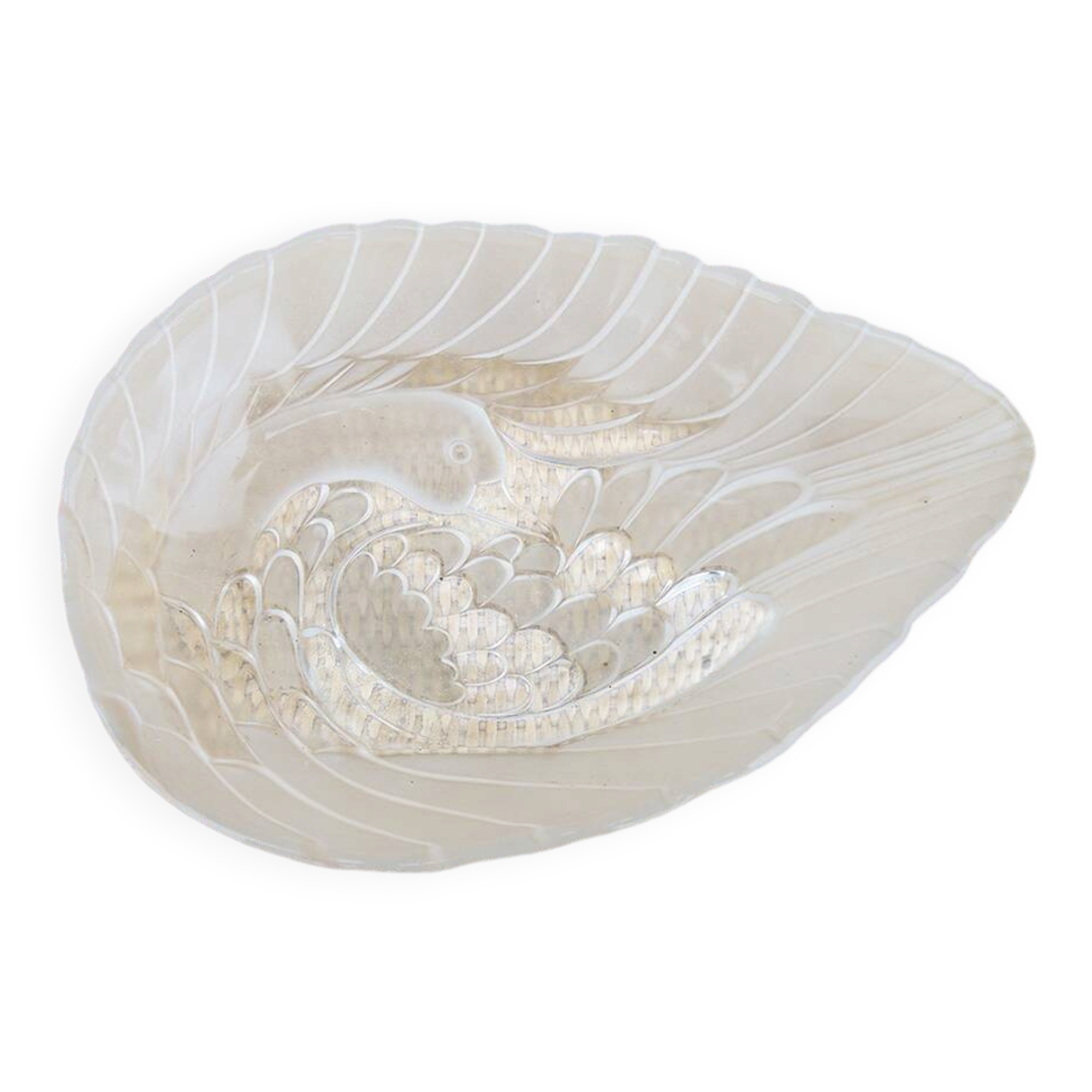 Ancienne coupe en verre décor cygne