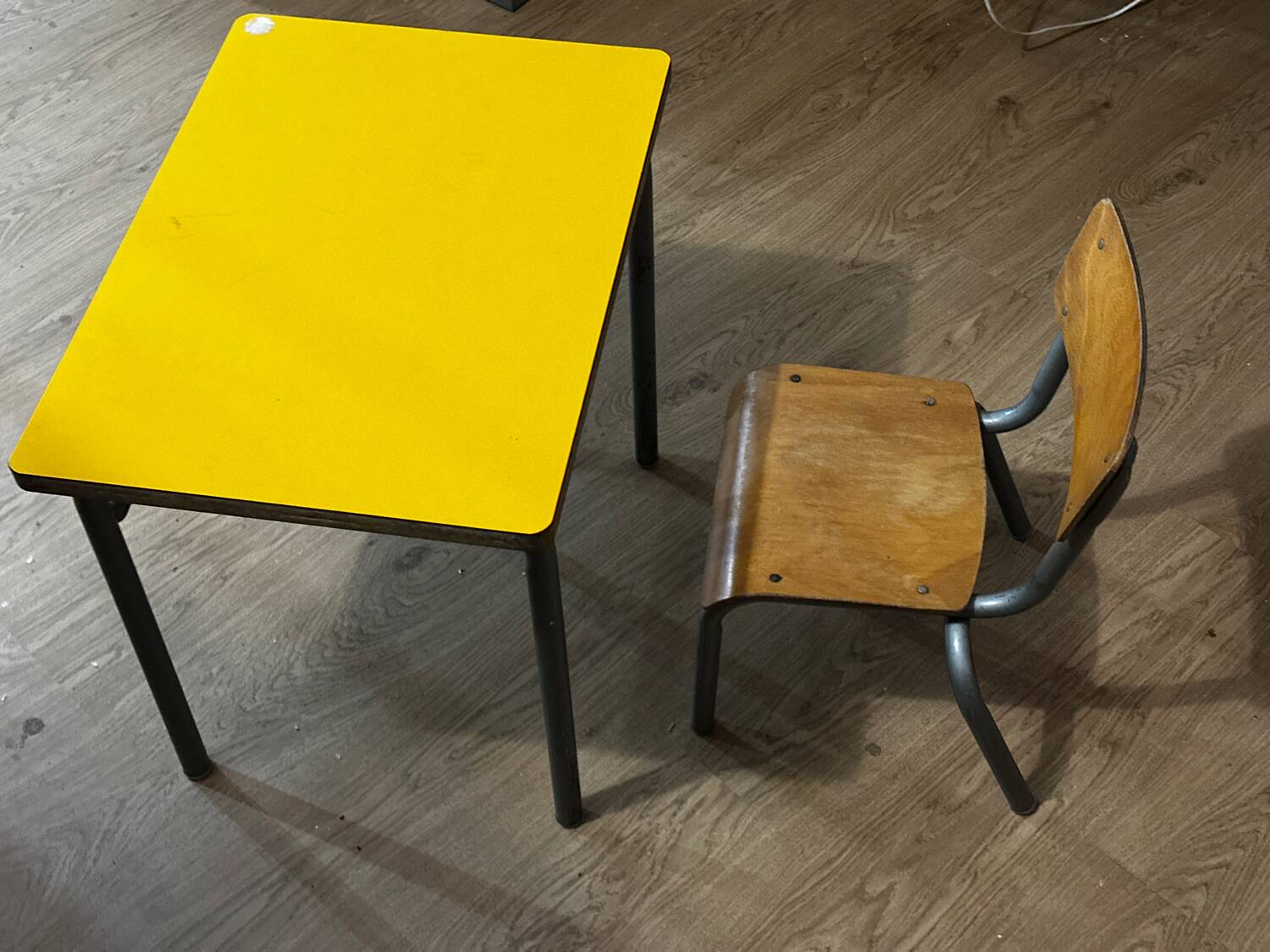 Vintage early childhood school table and chair.