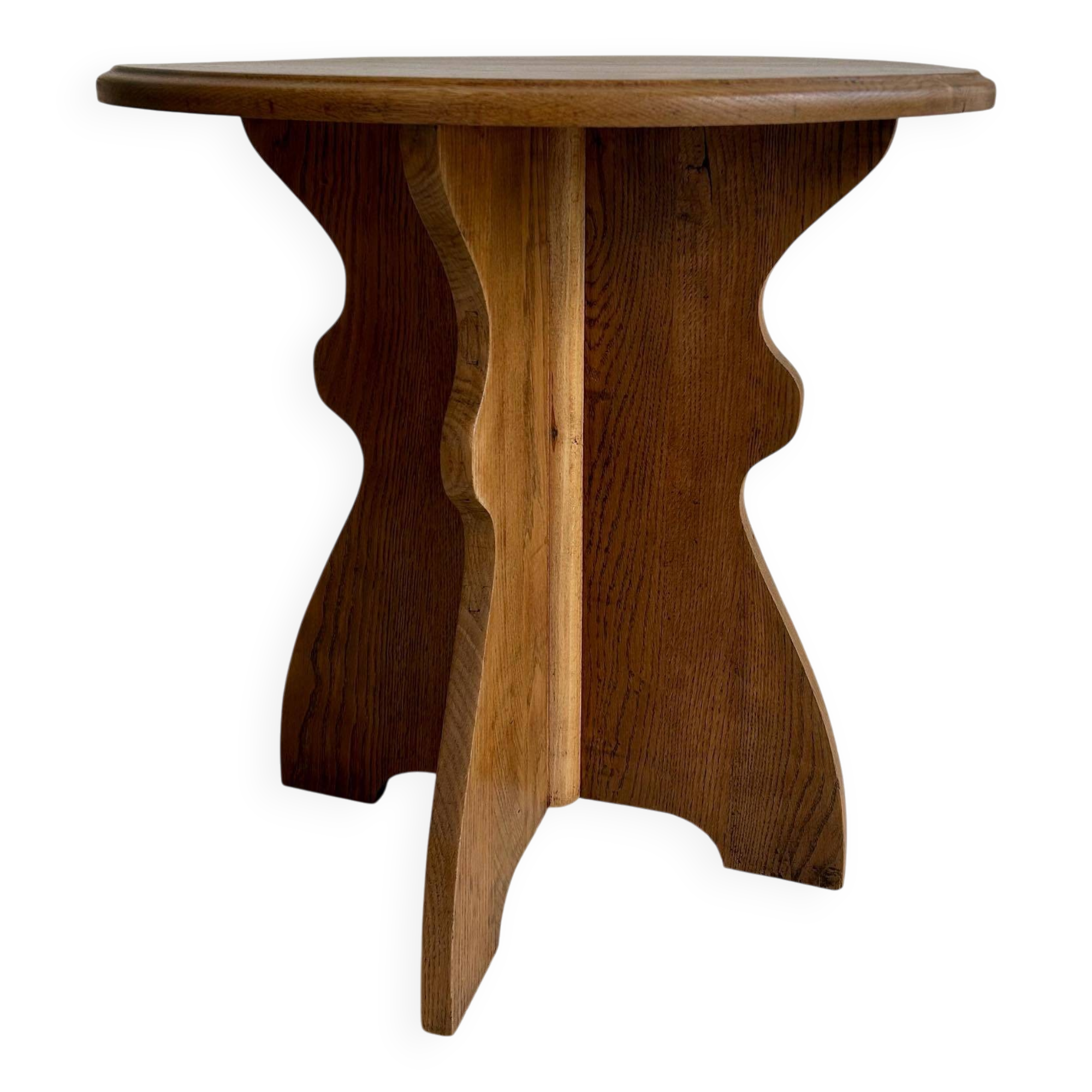 Table d'appoint en chêne massif avec pied ondulé