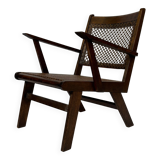 Art Deco oak armchair with webbing 1950s minimalist