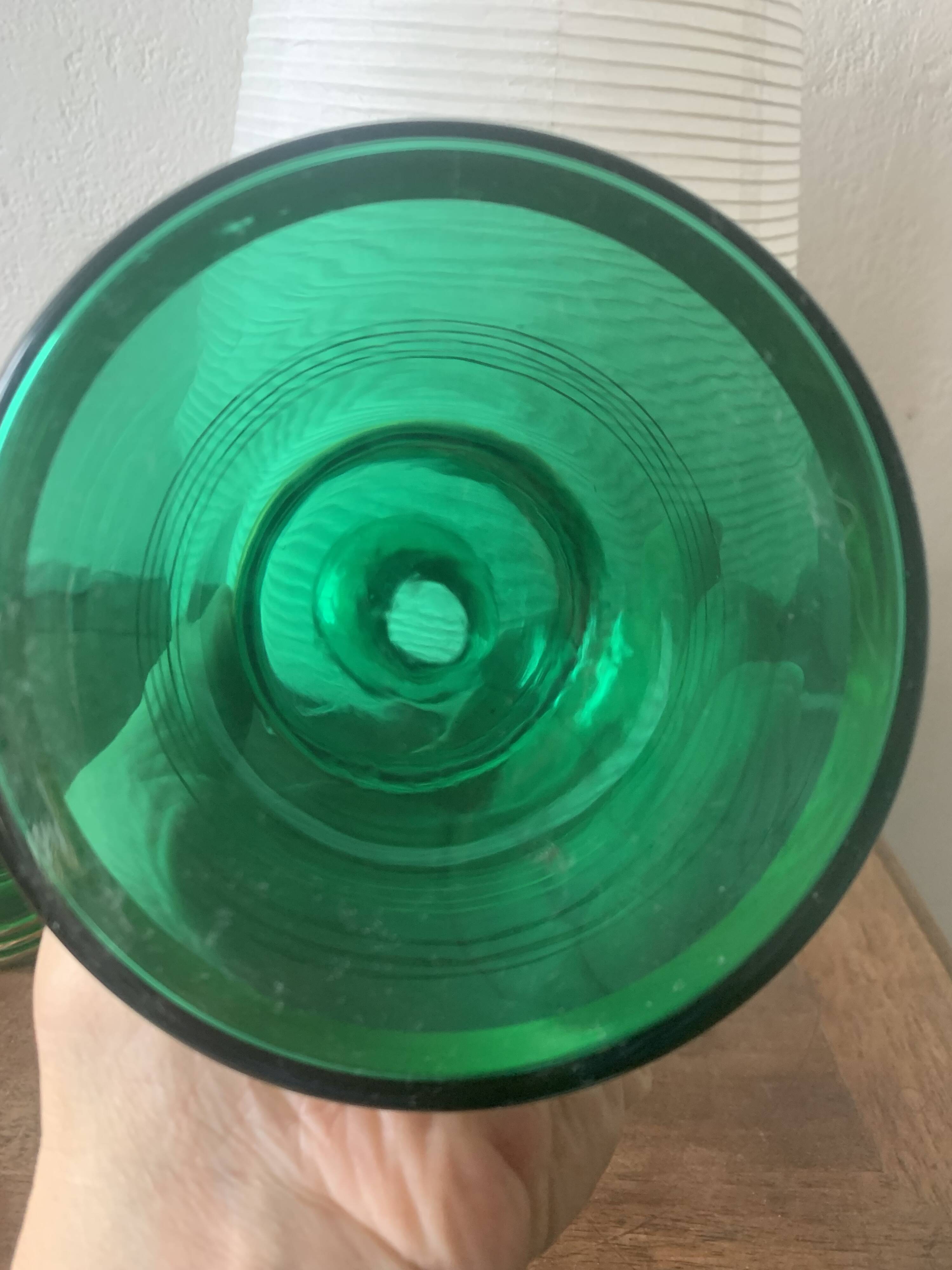 Carafe verre émeraude et or art déco