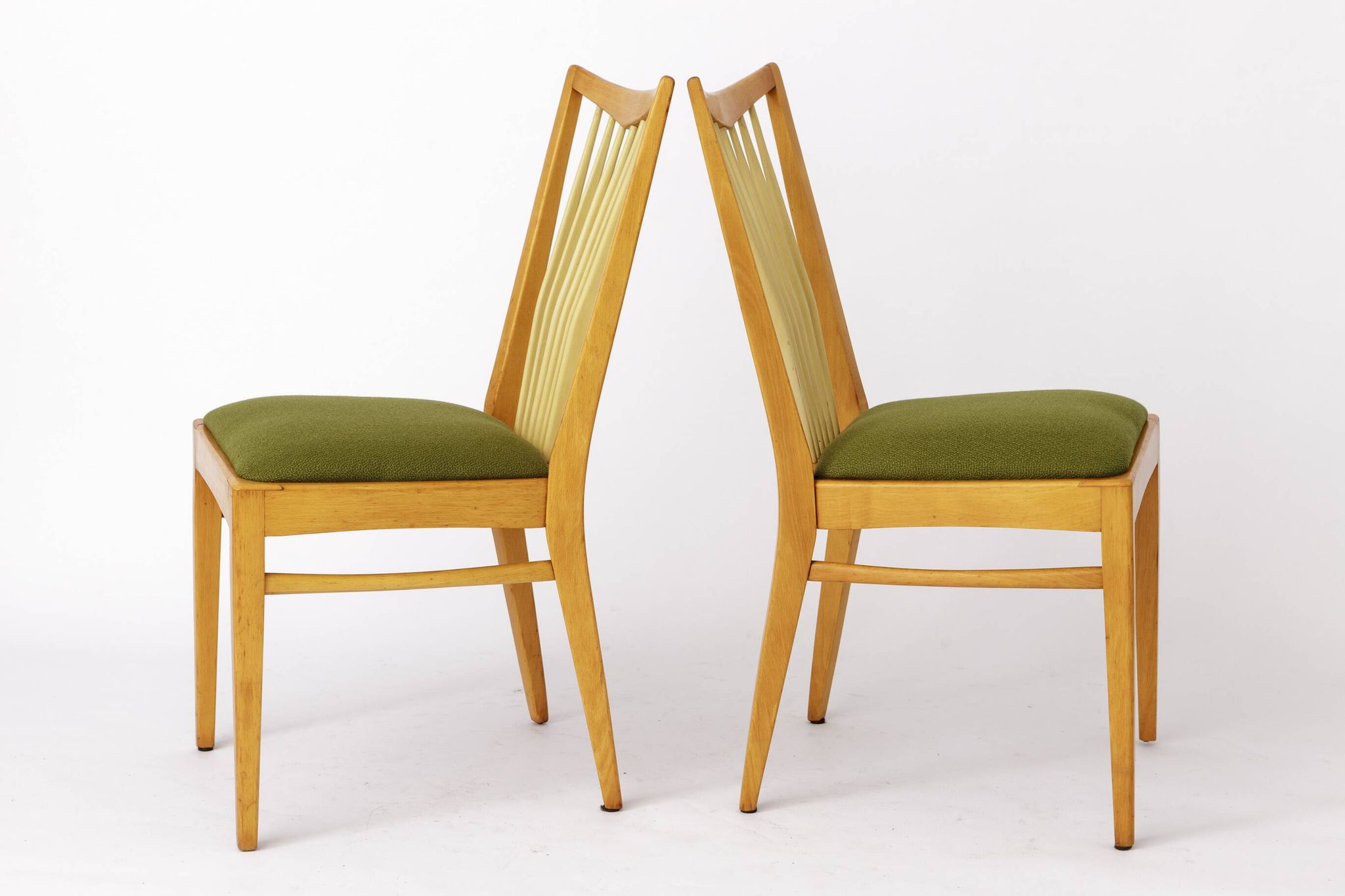 Pair of Vintage 1950s Mid-Century Modern Chairs – Solid Beech Wood & Fresh