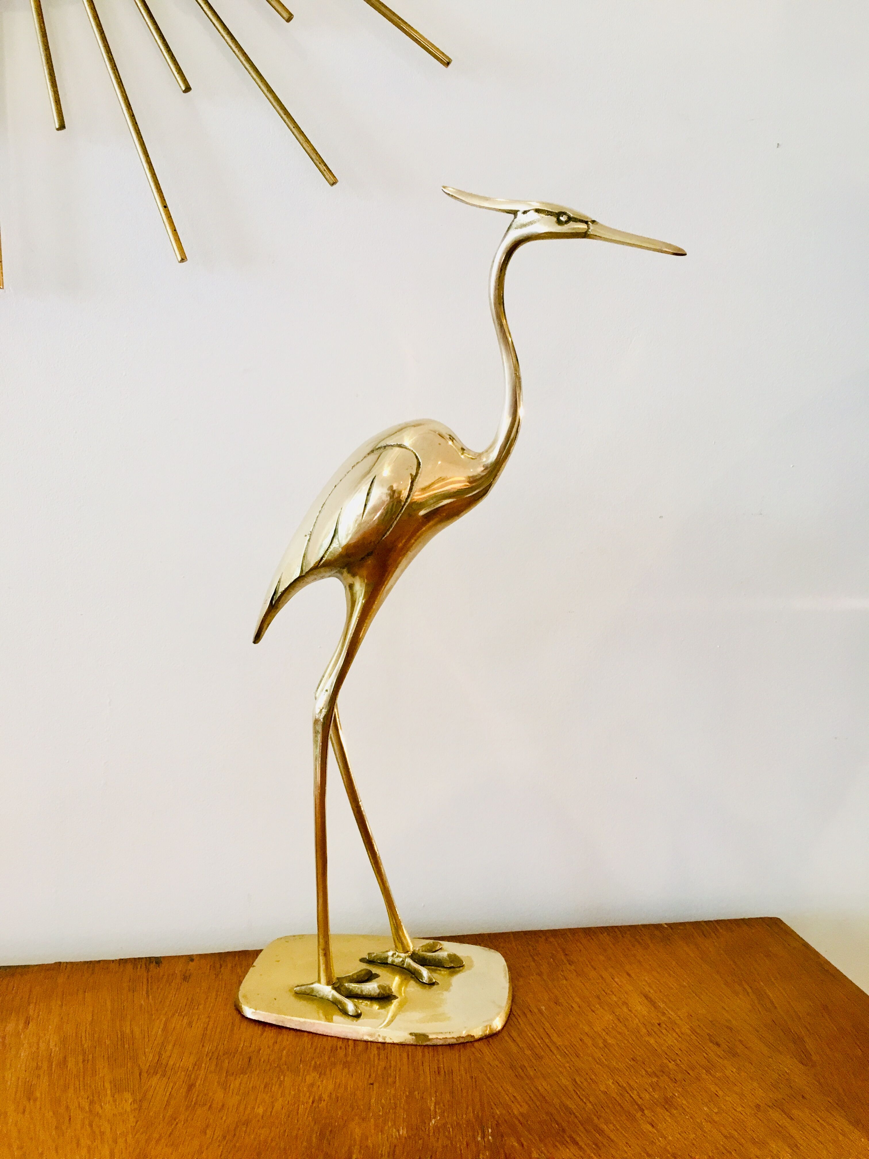 Vintage brass heron