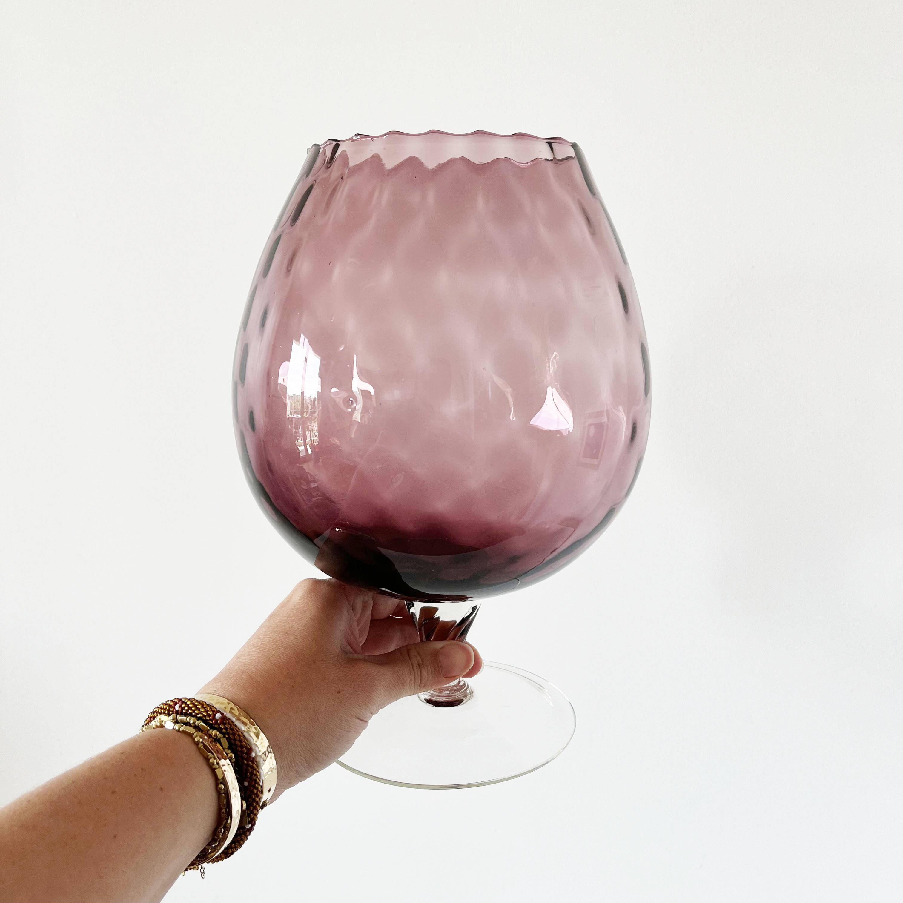 Purple Italian blown glass vase Empoli 1960
