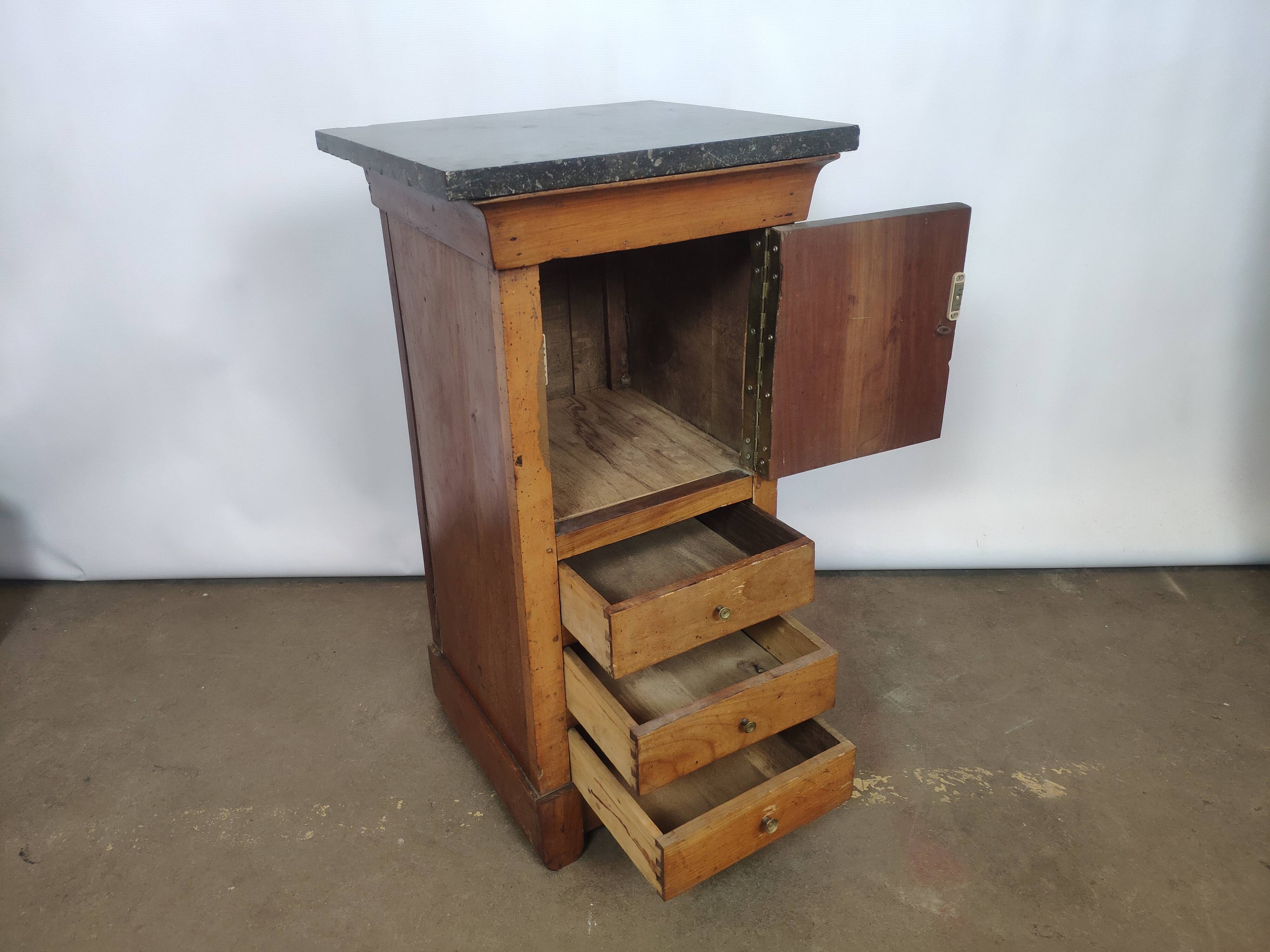 Former bedside Louis Philippe style 3 drawers a door