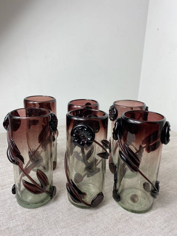Verres et carafe en verre de Murano