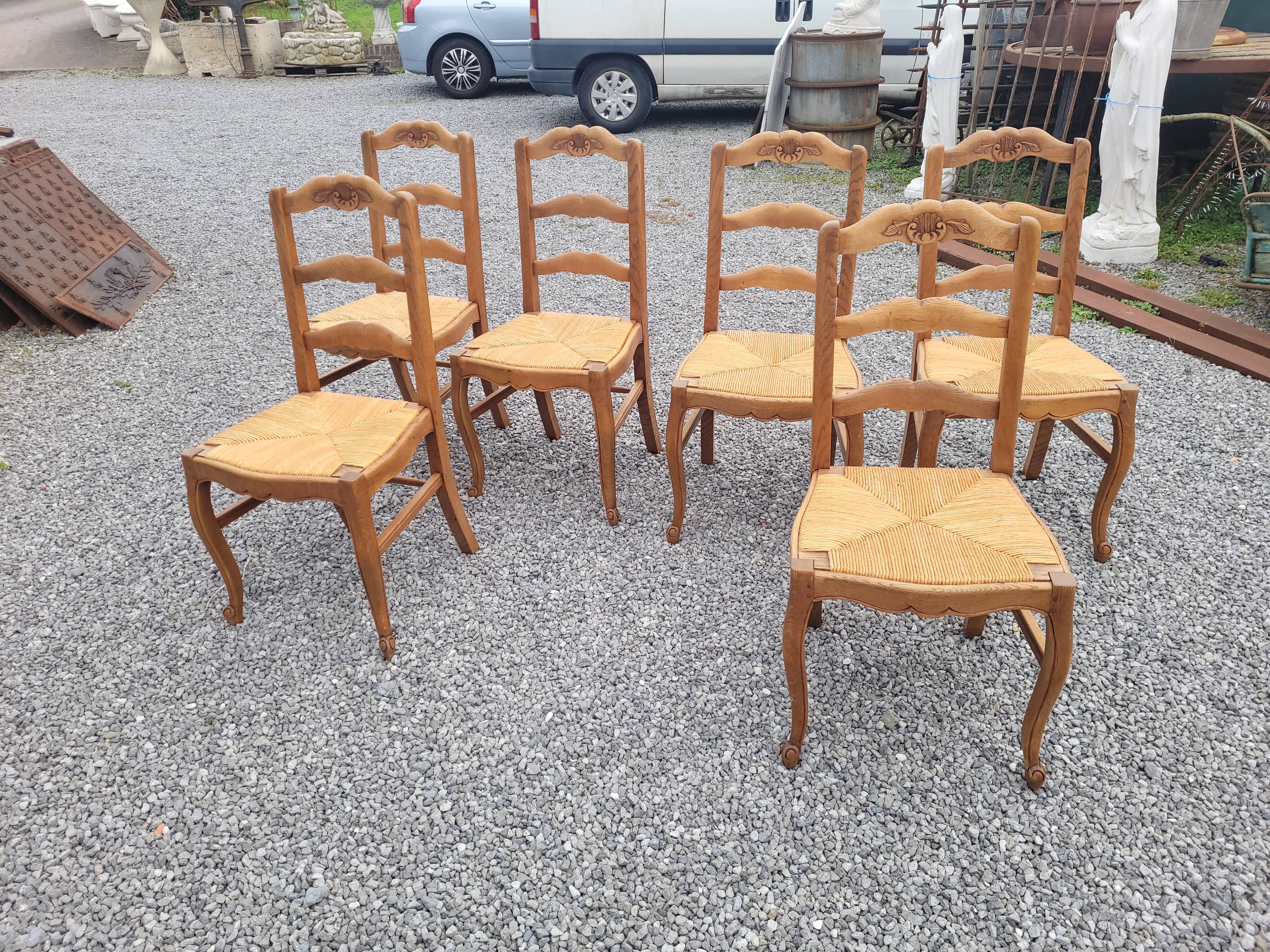 6 Louis XV style oak chairs