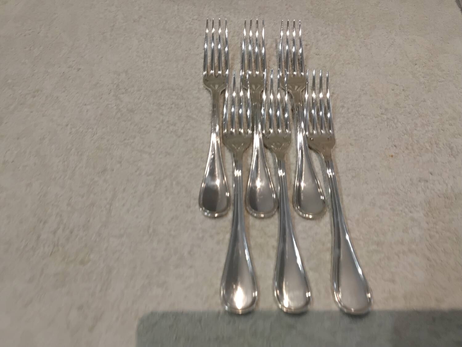 6 silver-plated metal table forks by Christofle silversmiths, Albi pattern