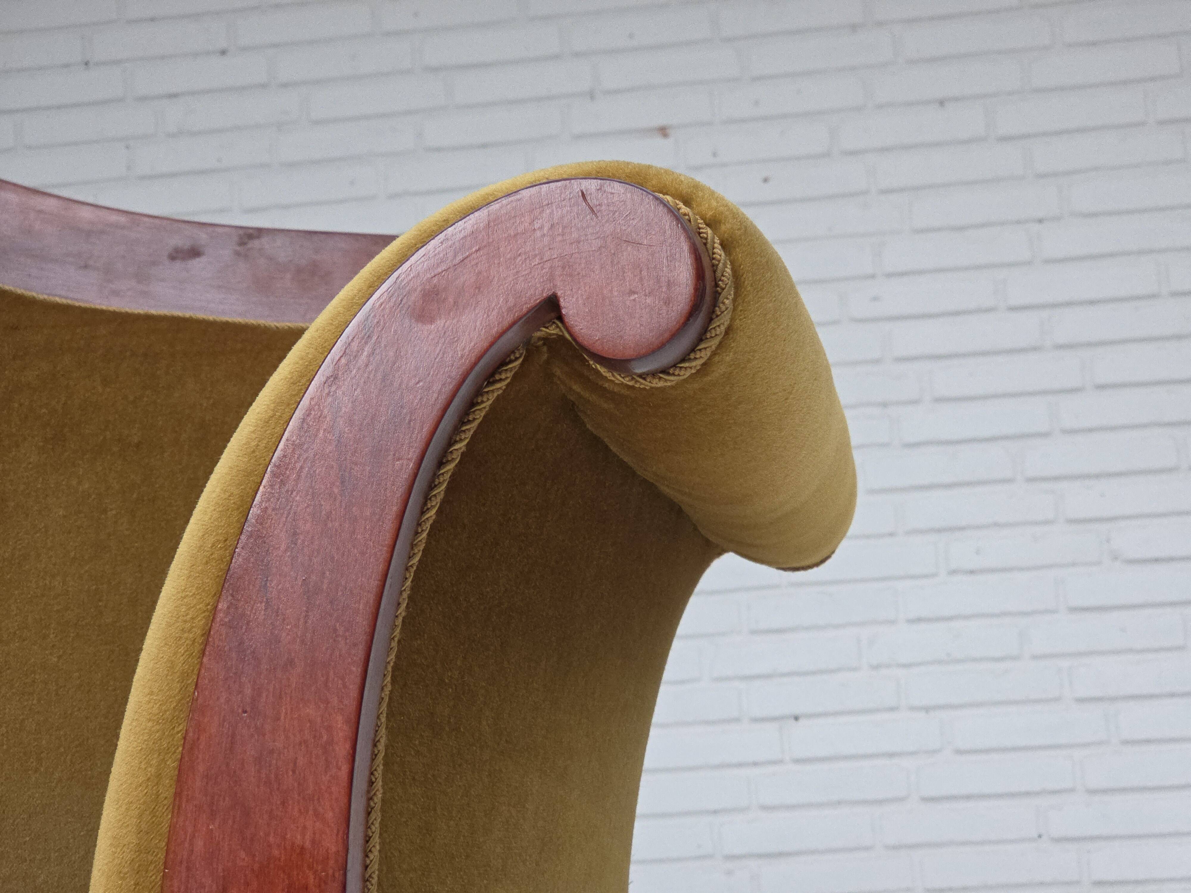 1950s, Danish 2-seater sofa in Biedermeier style, furniture velour.