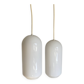 Vintage 1970 opaline suspension pair cigar shape
