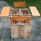 Table with extensions in wood and aluminum, ROC + 1 chair from the 50s