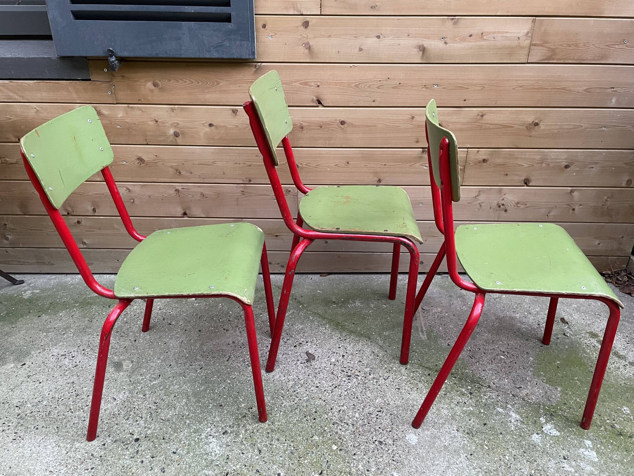 Set of 3 vintage school chairs