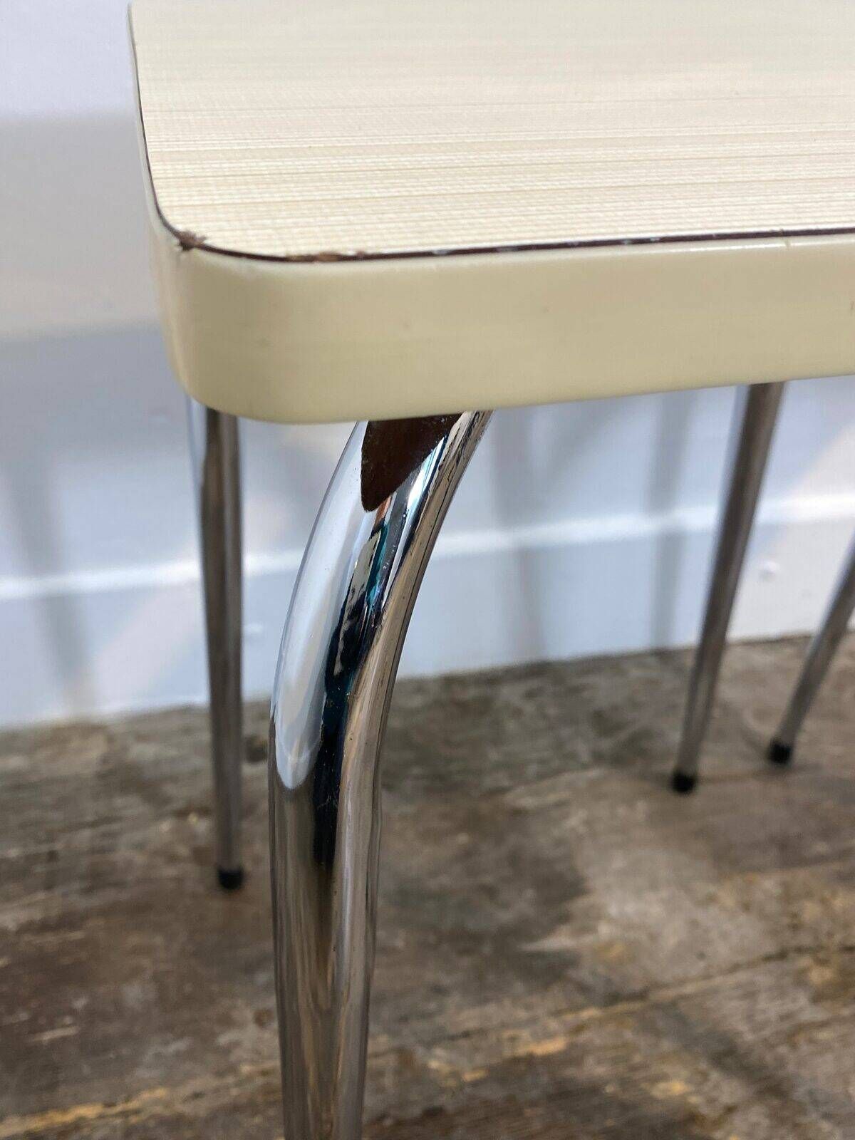Pair of vintage stools, white formica and chrome