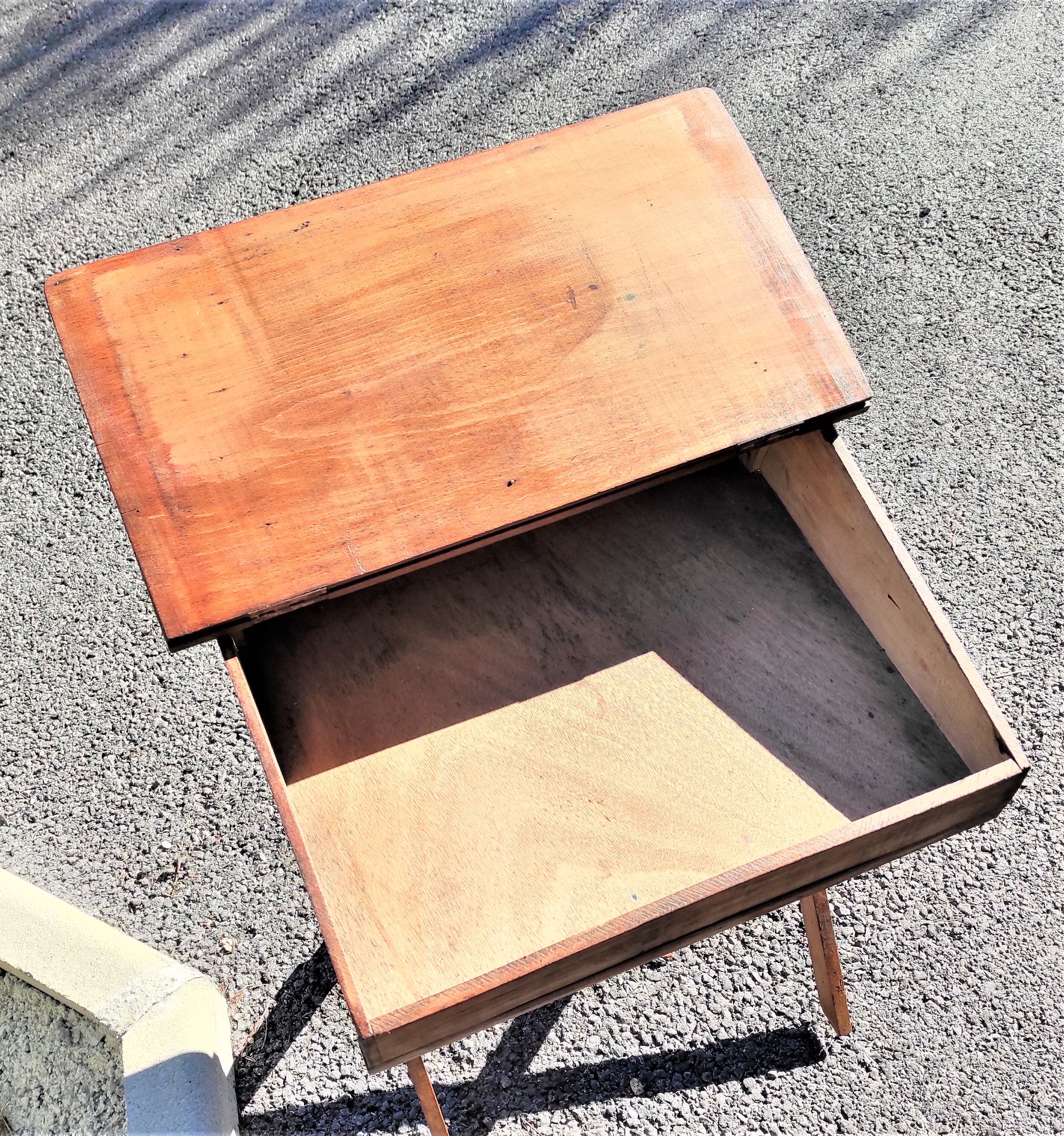 Old Desk, Foldable School Table with its porcelain inkwell