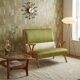 Vintage two-tone velvet and beech wood canapé, Italian design, 1950s.