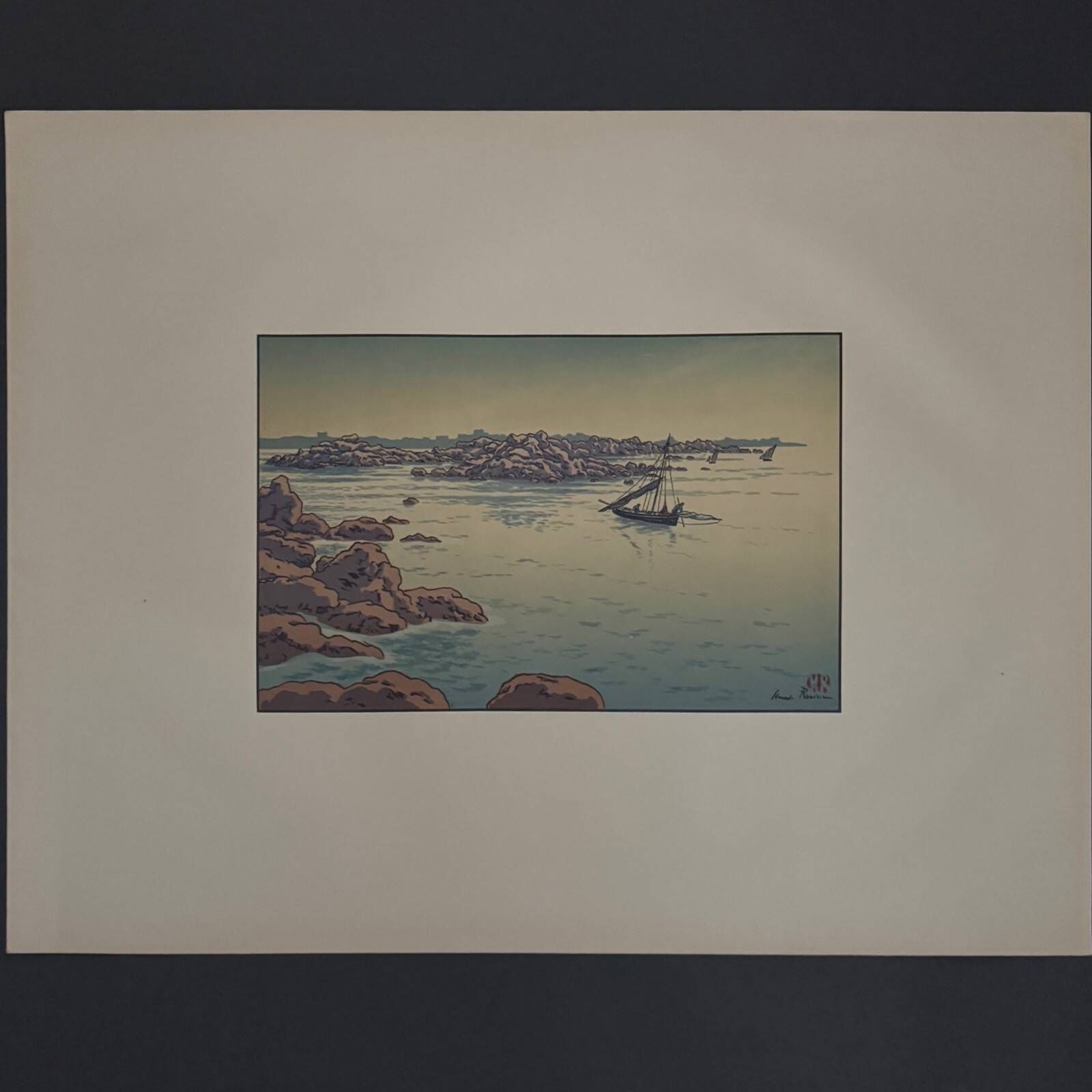 Lithographie par Henri Rivière Entrée du port à Ploumanac'h
