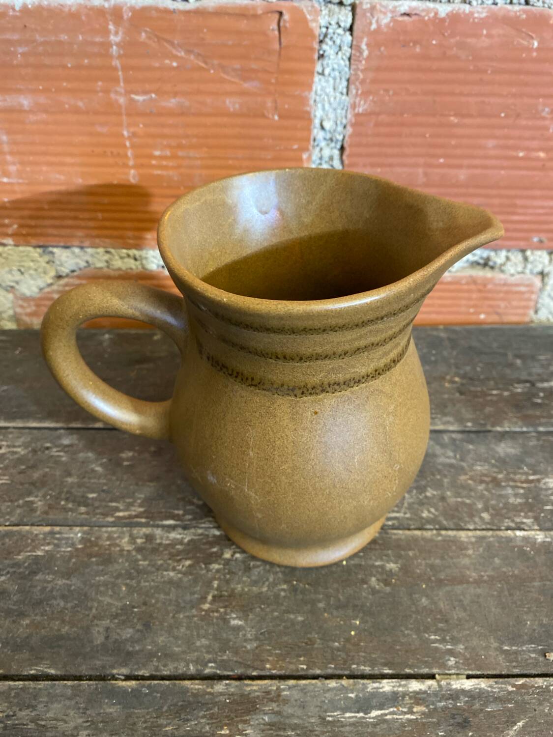Old pichet sarreguemines beige ceramic 1970s vintage