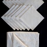 Embroidered tablecloth and 12 towels