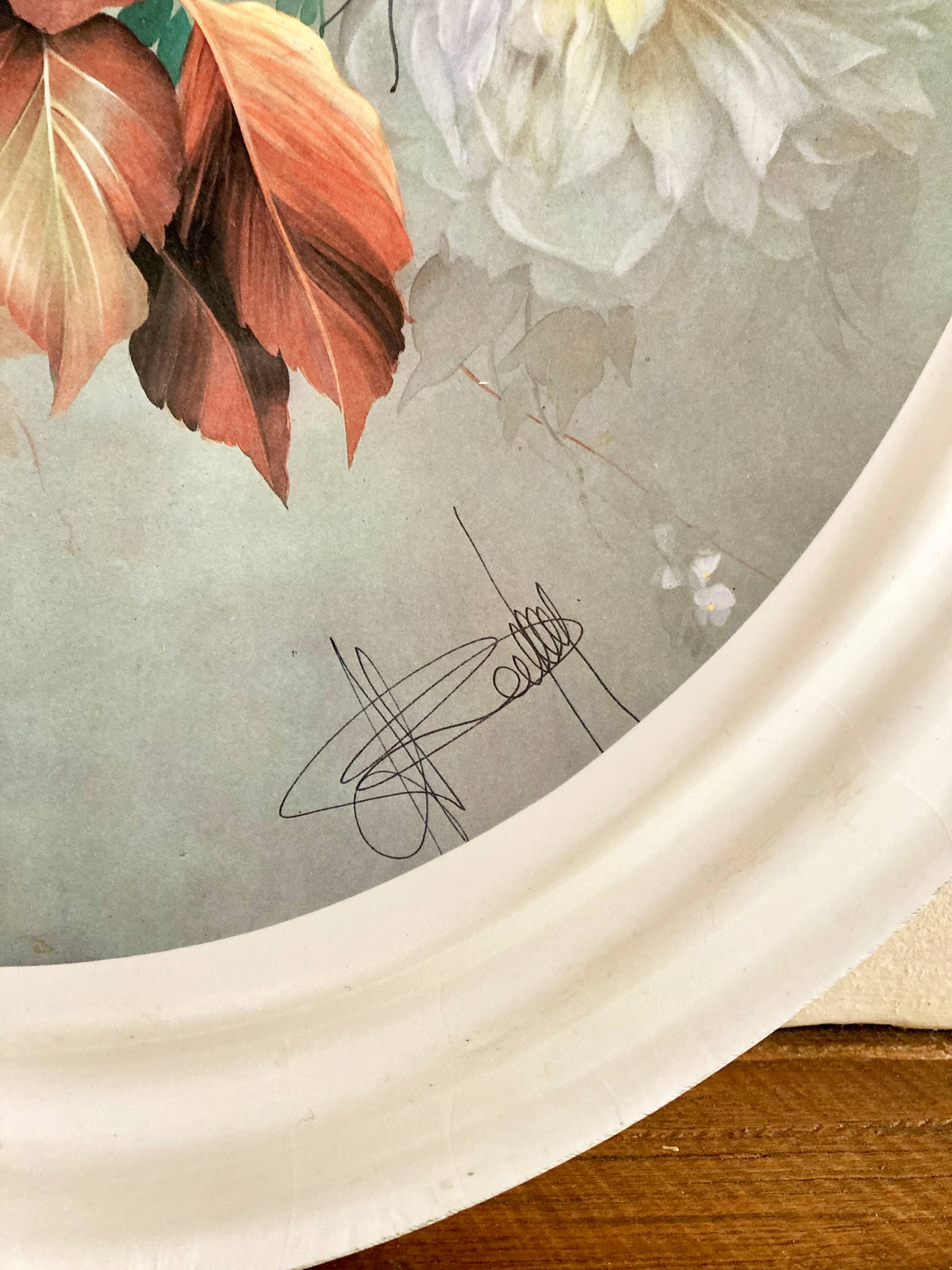 Large oval serving tray with floral patterns Melform