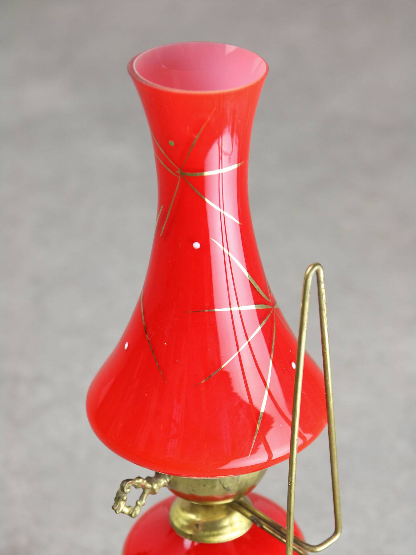 Mid-century Italian Red Glass and Brass Table / Wall Lamp