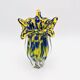 Vase Josef Hospodka Chřibská Macchia Blue Yellow Bohemian Glass 60s
