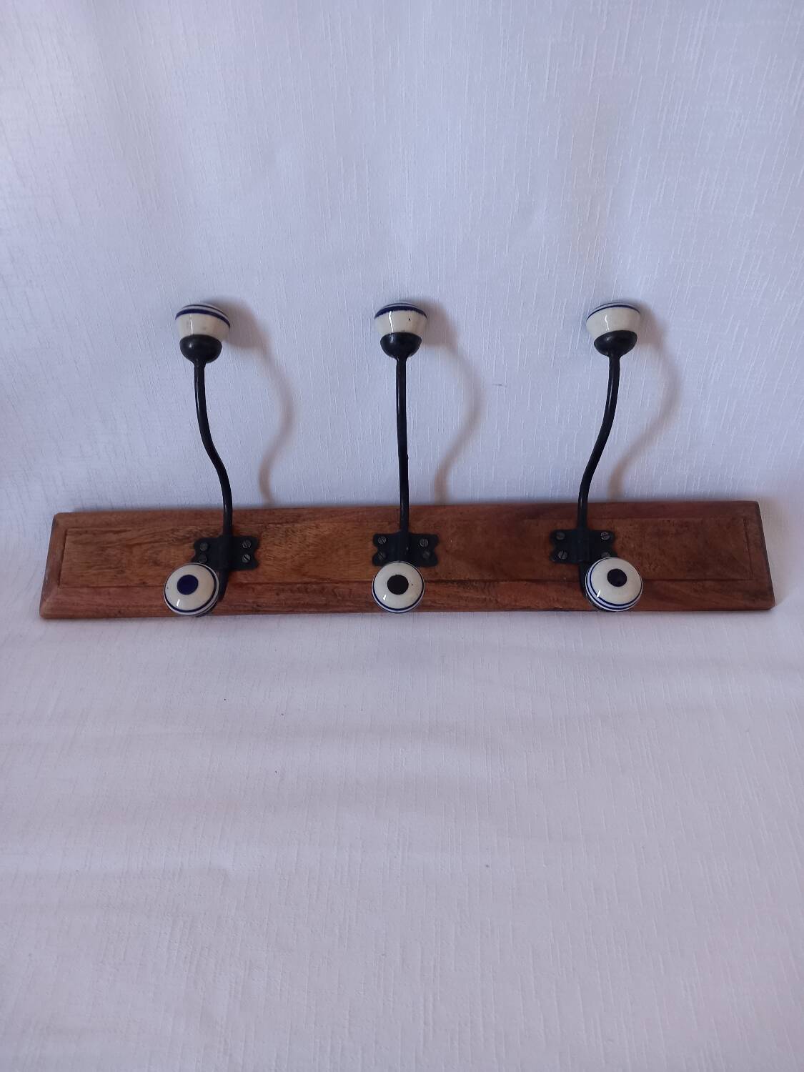Patère / porte manteau Vintage bois et céramique