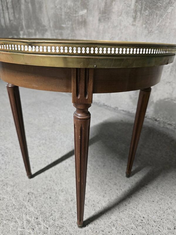 Table basse bouillotte de style Louis XVI, plateau en marbre