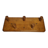 Coat rack with five hooks in natural wood, 60s, 50 cm
