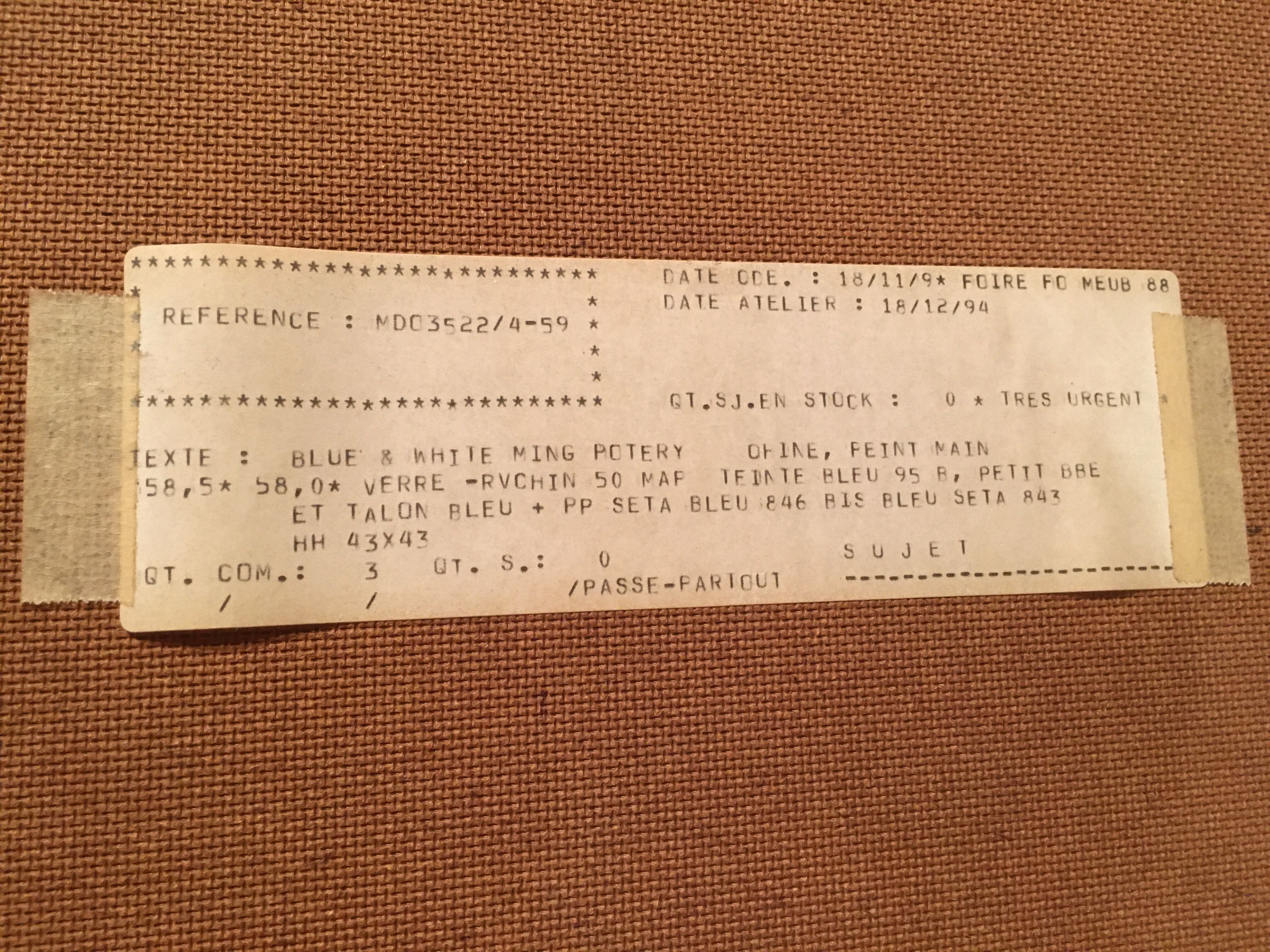 Ming blue and white pottery, hand-painted.