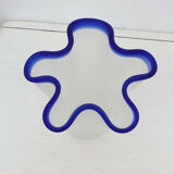 Vase mouchoir verre sablé bords bleus
