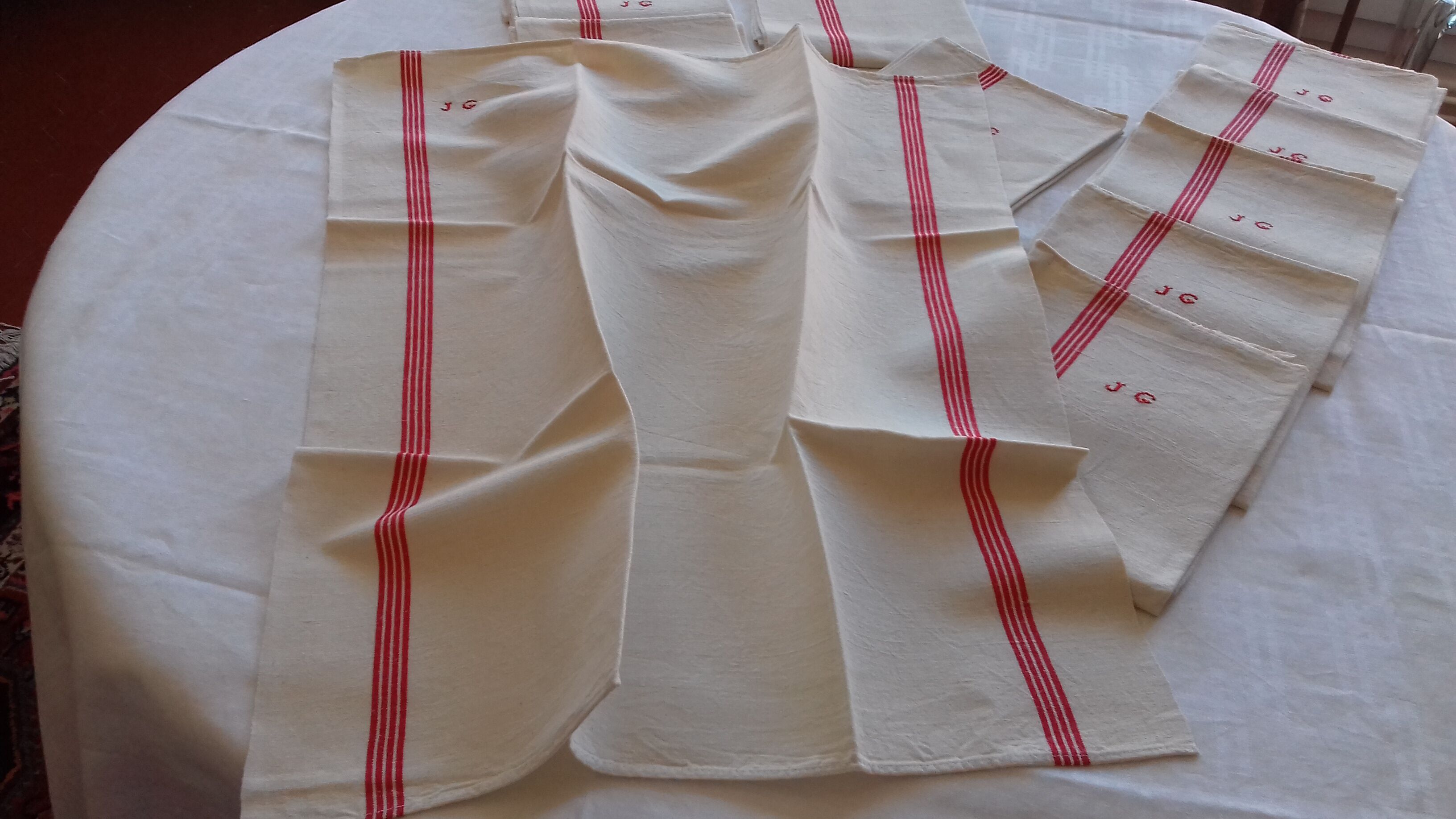 Set of 12 old tea towels